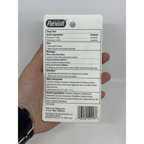 NIP Rexall Lip Therapy SPF 20 Lip Balm 0.35oz Daily Hydration & Moisture Smooth - Picture 3 of 3